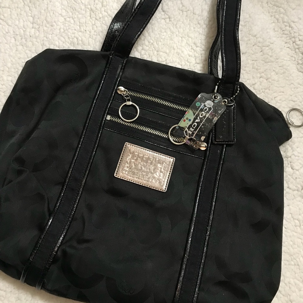 Black Poppy Coach Shoulder Bag